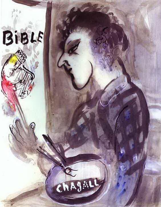 パレットを持った自画像 現代マルク・シャガール油絵